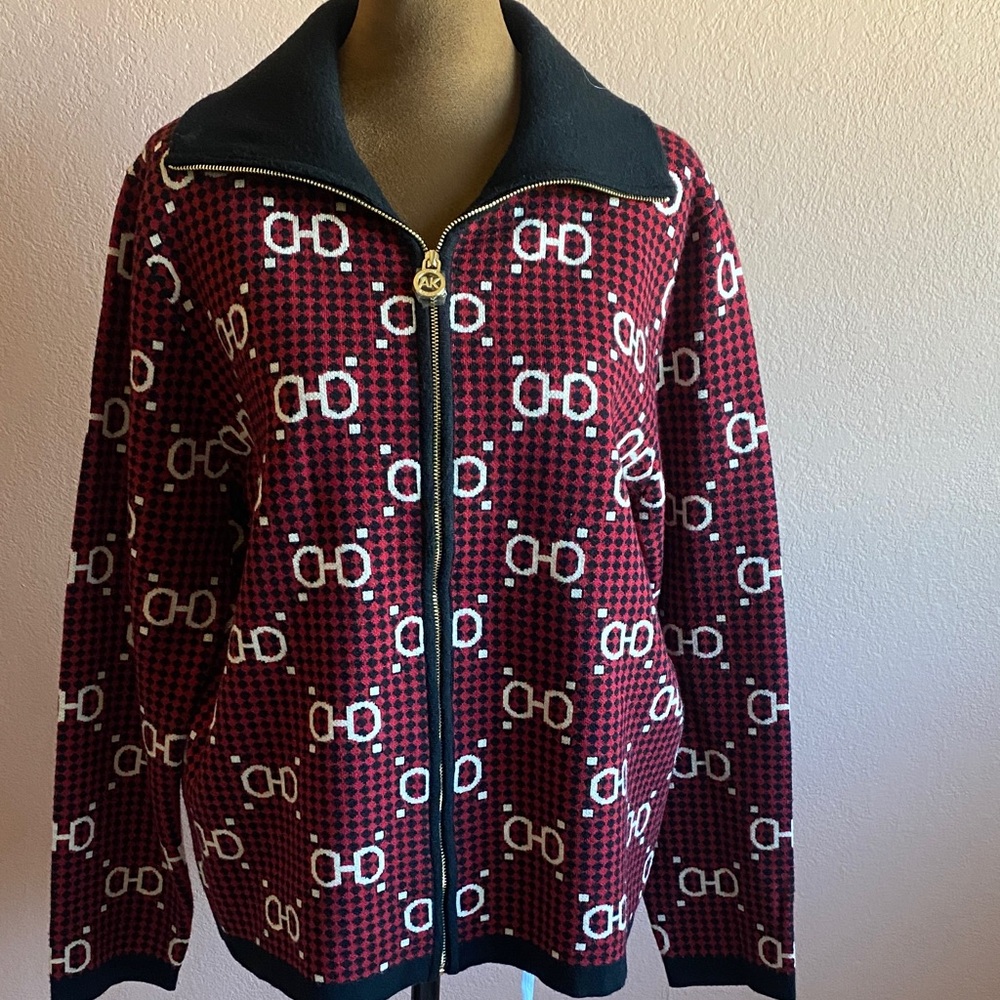 ANNE KLEIN Cherry and Black Patterned Jacket NWT - image 1